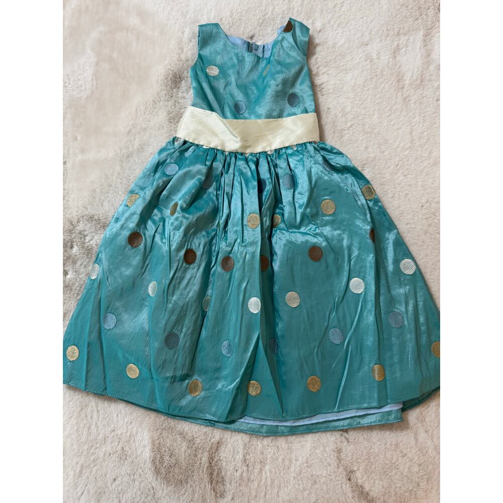 Vintage Sweet Kid Aqua Taffeta Polka Dot Dress Size 2T NWT